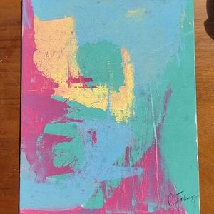 Abstract Acrylic on Canvas Board. Perfect Wall Art! Bright and summery!